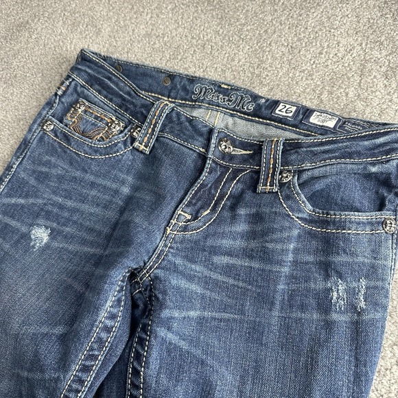 Miss Me Jeans Women's 28" Blue Boot Cut Cow Print Western Preppy Y2K Skater 2000 - Picture 5 of 9